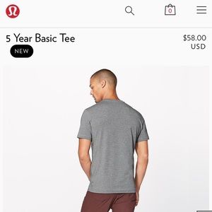 Lululemon 5 year basic T. Nwt